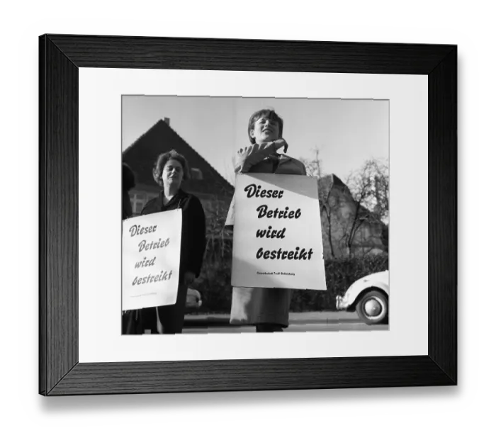 Framed Print : DEU, Germany. The strike of the textile workers in the collective bargaining conflict of IG Textil