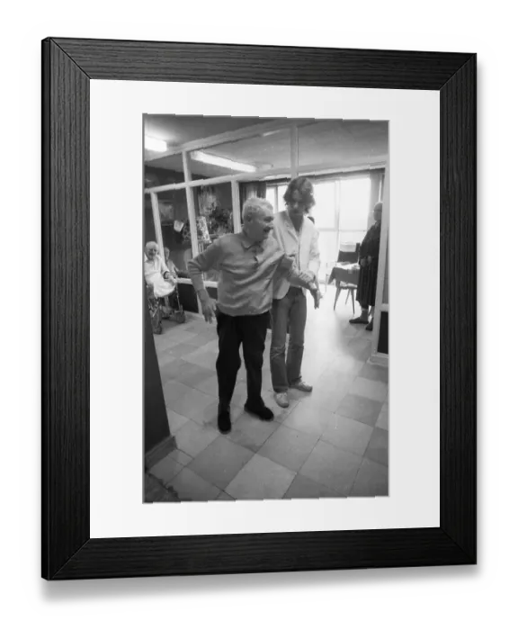 Framed Print : Resident and operation of an old people's home of the AWO (Arbeiterwohlfahrt) on 07