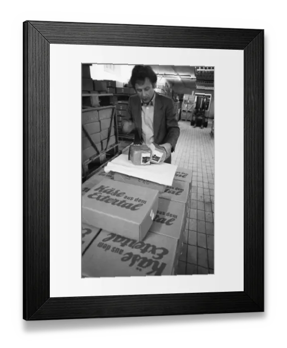 Framed Print : Cheese production at the Westmilch company on 22