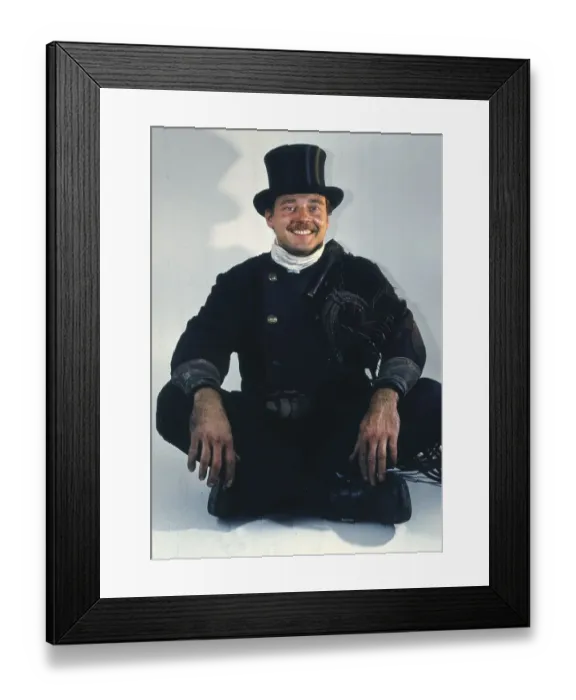 Framed Print : Chimney sweep in professional training and posing in a photo studio