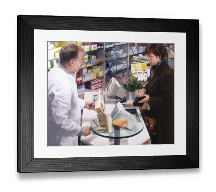 Framed Print : Not all pharmacies offer custom-made medicines