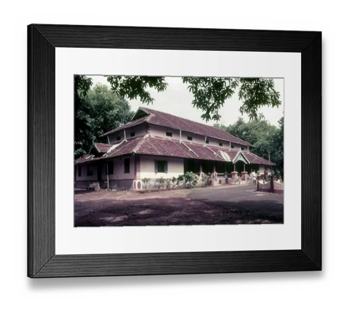 Framed Print : Old Kerala Kalamandalam building first revivalist dance school in India situated banks of River Bharathapuzha in