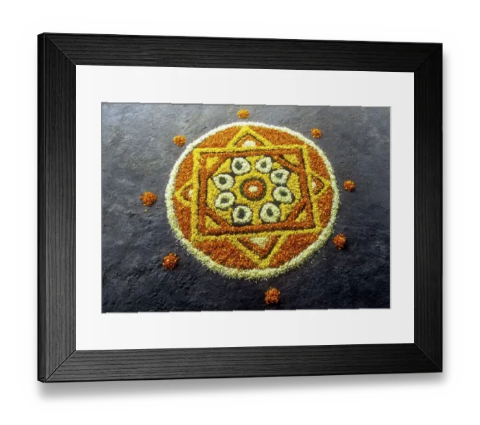 Framed Print : Floral decoration during Onam festival Framed Print : Floral decoration during Onam festival