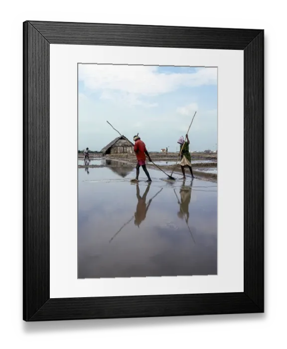 Framed Print : Workers in salt pan at Thoothukudi Tuticorin