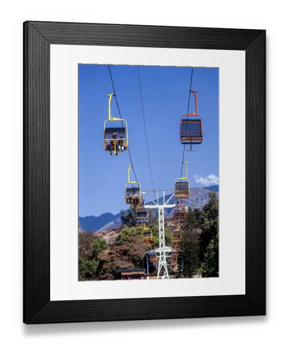 Framed Print : Rope way at Malapuzha gardens in Kerala