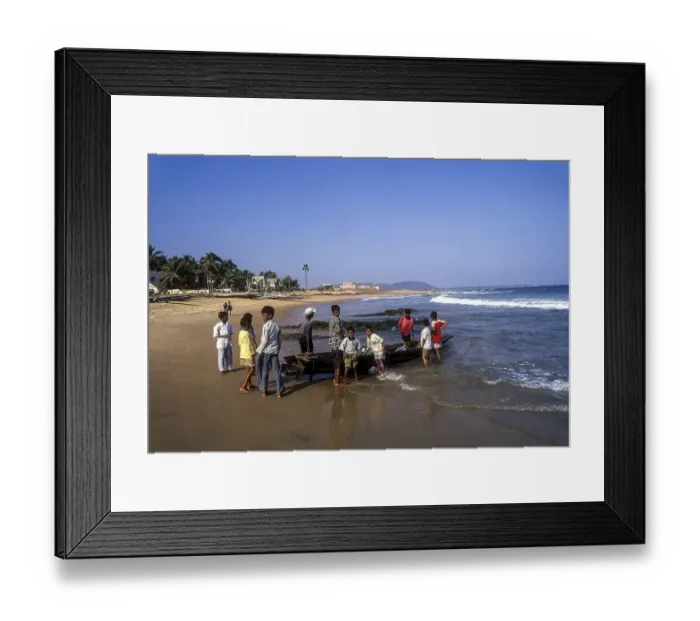 Framed Print : Children playing Rushikonda Beach Bay of Bengal at Visakhapatnam Vizag