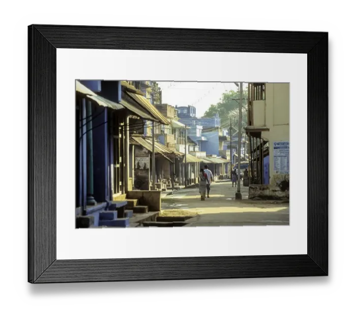 Framed Print : The street of Agraharam the brahmins residence area surrounding the temple Thenkasi near Courtalam Kutralam Kuttalam