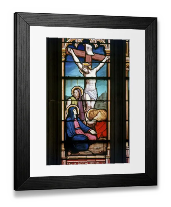 Framed Print : Stained glass window in All Saints Church established in 1854 in Coonoor