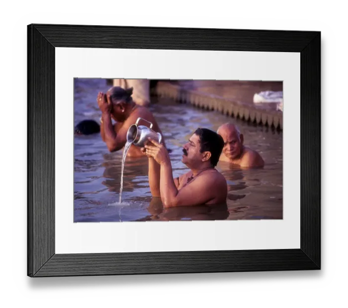 Framed Print : A Pilgrim pays homage to the Mother of River Ganga Ganges Ghats at Varanasi Benaras Framed Print : A Pilgrim pays homage to the Mother of River Ganga Ganges Ghats at Varanasi Benaras