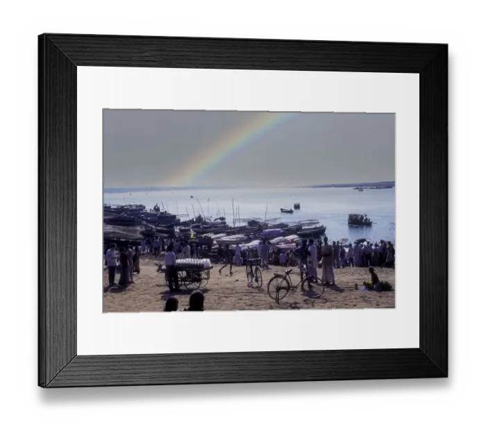 Framed Print : Boats in River Ganga Ganges River at Varanasi Benaras Framed Print : Boats in River Ganga Ganges River at Varanasi Benaras