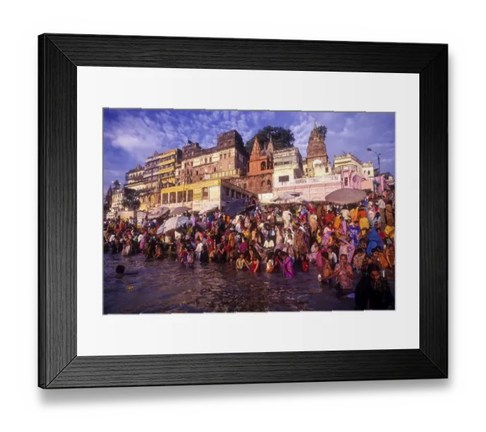 Framed Print : Hindu religious morning rituals in the Ganges Ganga River Framed Print : Hindu religious morning rituals in the Ganges Ganga River