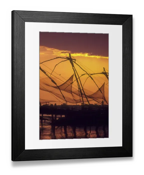 Framed Print : Sunset Chinese Fishing Nets, Kochi Cochin