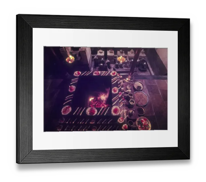 Framed Print : Indian Cultture house Ceremony Pooja Agni Havana Homa Kunda pooja Indian Traditional Pooja