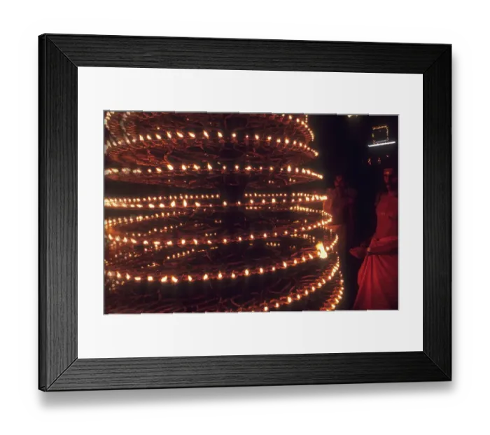 Framed Print : Big temple lamp in India
