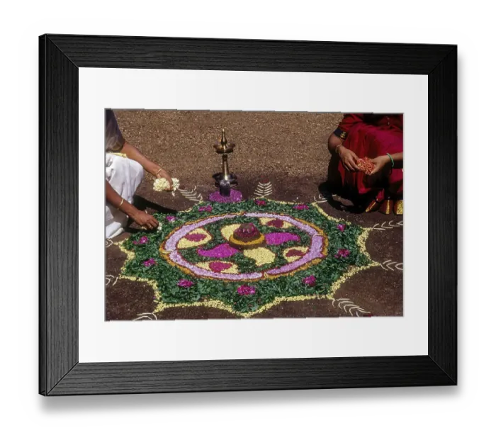 Framed Print : Aththapoovu floral decoration during Onam festival in Aranmula