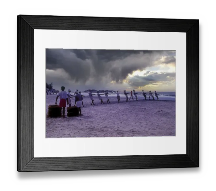 Framed Print : Fishermen pulling the fishing net