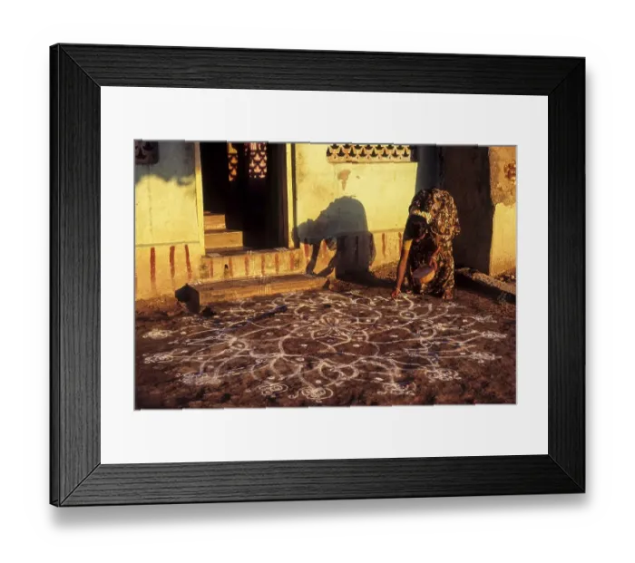 Framed Print : Kolam a decorative drawing of dots and lines Framed Print : Kolam a decorative drawing of dots and lines