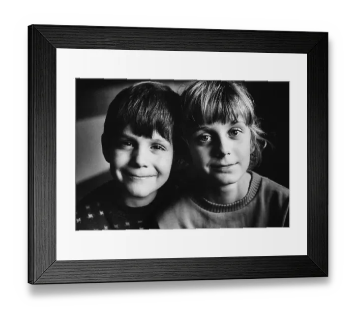 Framed Print : Siblings, boy and girl, about 13 and 11 years old