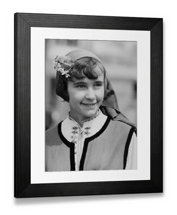 Framed Print : Young girl, Bulgarian folk art ensemble