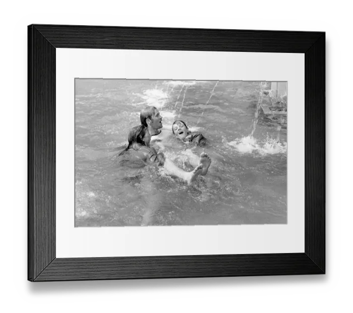 Framed Print : Young people bathing in a fountain Framed Print : Young people bathing in a fountain
