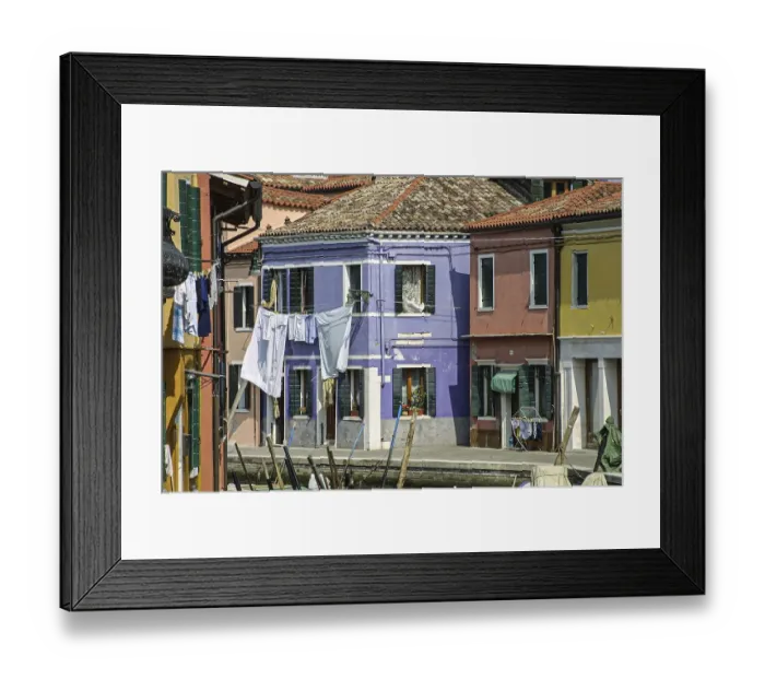 Framed Print : House facades, Burano, Venice, Venice