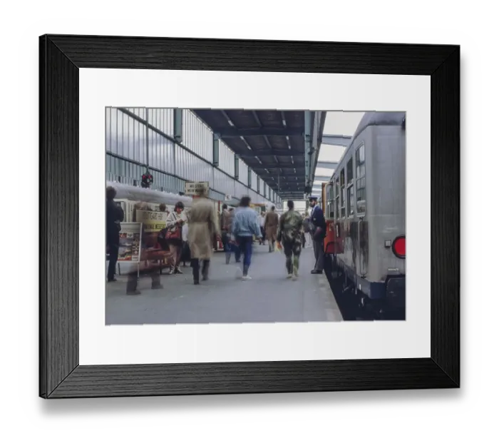 Framed Print : Travellers on the platform at Stuttgart Central Station Framed Print : Travellers on the platform at Stuttgart Central Station