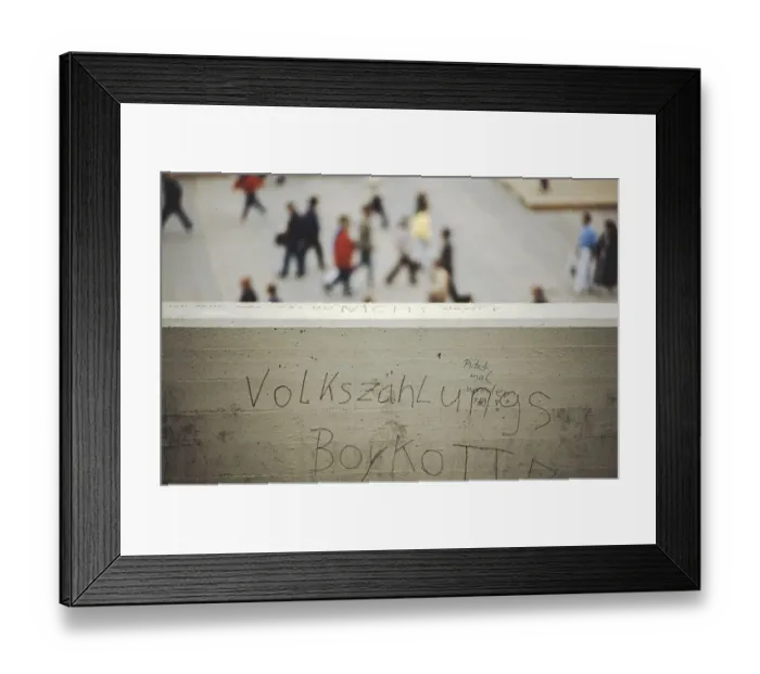 Framed Print : Concrete wall Neuer Schlossplatz with the inscription Volkszaehlungsboykott Framed Print : Concrete wall Neuer Schlossplatz with the inscription Volkszaehlungsboykott