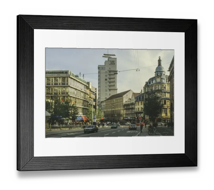 Framed Print : Rotebuehlplatz and Eberhardstrasse with Wilhelmsbau and Tagblatt Tower Framed Print : Rotebuehlplatz and Eberhardstrasse with Wilhelmsbau and Tagblatt Tower