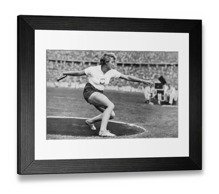 Framed Print : Discus throw, Hedwiga Wajso (Poland) was holder of a new Olympic record for only a few minutes Framed Print : Discus throw, Hedwiga Wajso (Poland) was holder of a new Olympic record for only a few minutes