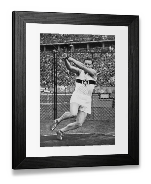 Framed Print : Karl Hein, Germany became Olympic champion in the hammer throw of 56
