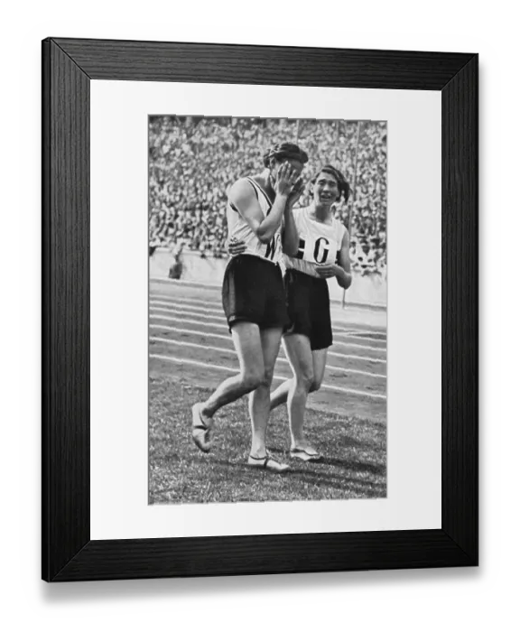 Framed Print : Kaethe Krauss cries after the 4 x 100 m relay race