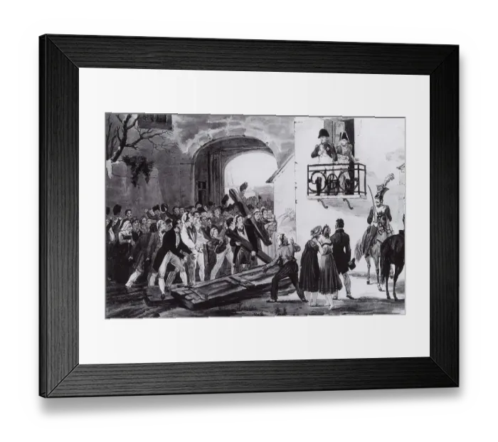 Framed Print : The people of Grenoble bring Napoleon the ruins of the city gate they destroyed on 7 March 1815