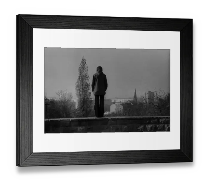 Framed Print : GDR, Berlin, 28. 10. 1979, man on the Great Bunker Hill