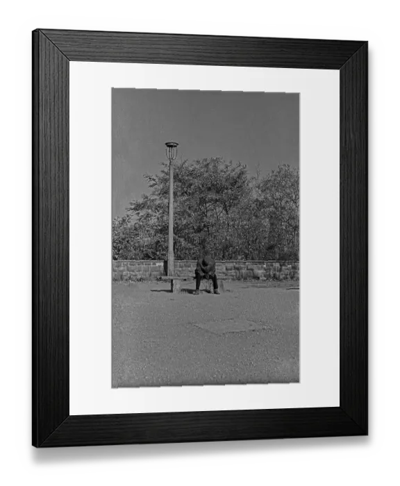 Framed Print : GDR, Berlin, 28. 10. 1979, Man on the Great Bunker Hill Framed Print : GDR, Berlin, 28. 10. 1979, Man on the Great Bunker Hill