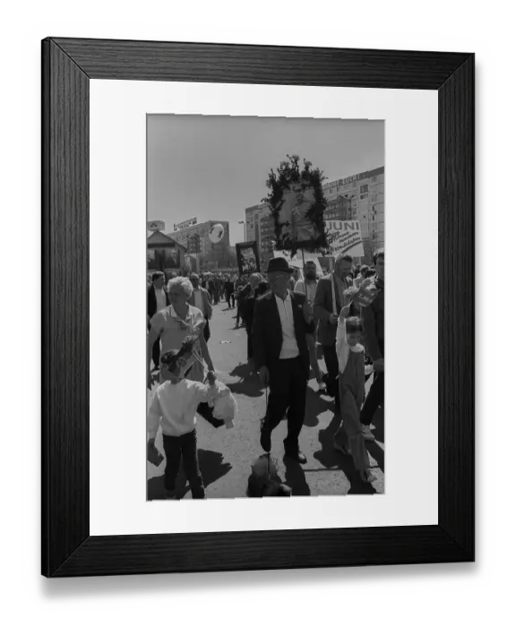 Framed Print : GDR, Berlin, 01. 05. 1986, 1. May 1986 on Karl-Marx-Allee