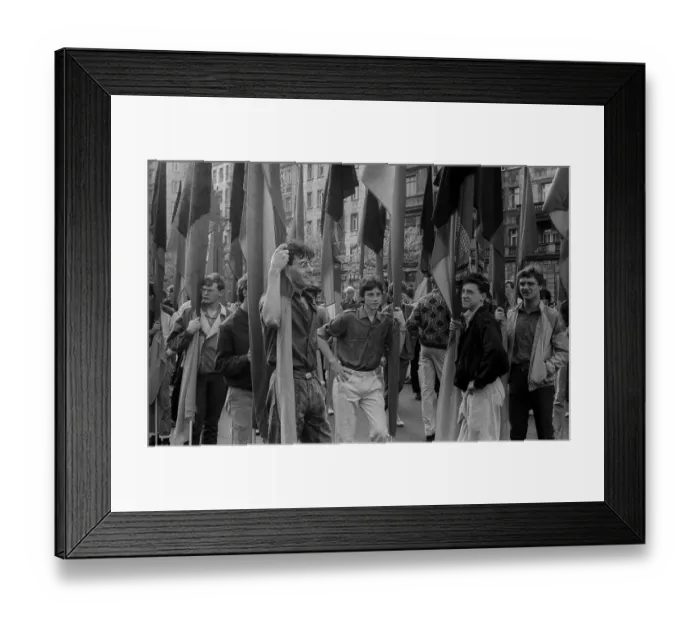 Framed Print : GDR, Berlin, 01. 05. 1987, 1. May rally 1987 on Karl-Marx-Allee