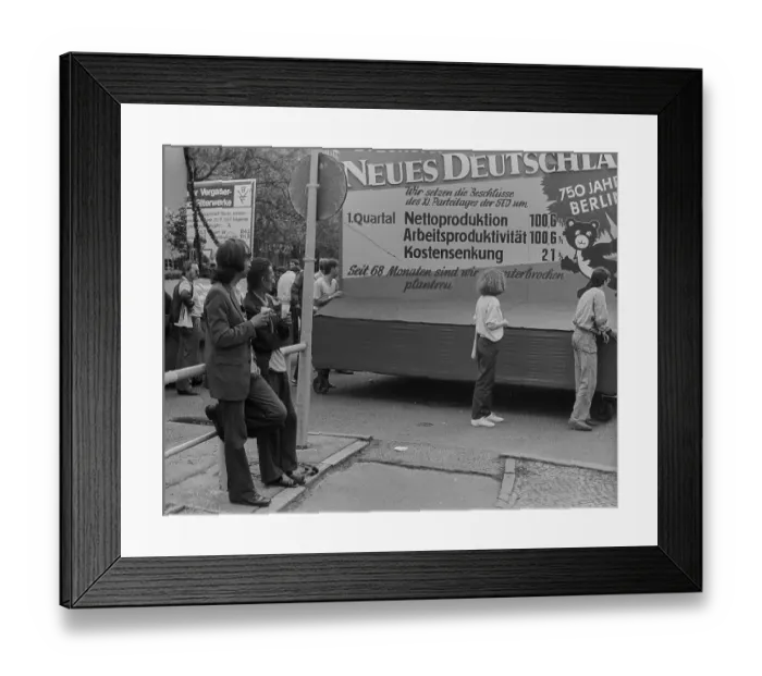 Framed Print : GDR, Berlin, 01. 05. 1987, 1. May rally 1987 on Karl-Marx-Allee
