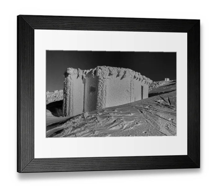 Framed Print : CSSR, KrkonoTe, 29. 12. 1986, old (snow-covered) bunker from the Second World War (Schneider line)