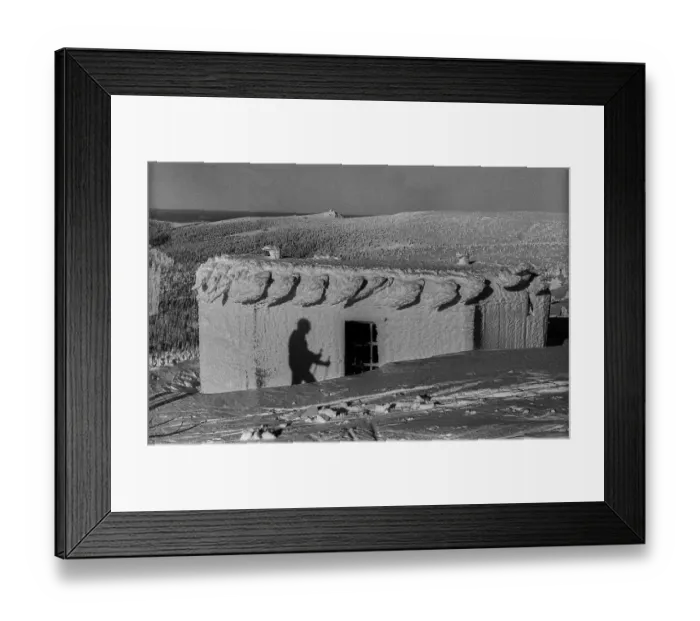 Framed Print : CSSR, KrkonoTe, 29. 12. 1986, old (snow-covered) bunker from the Second World War (Schneider line)