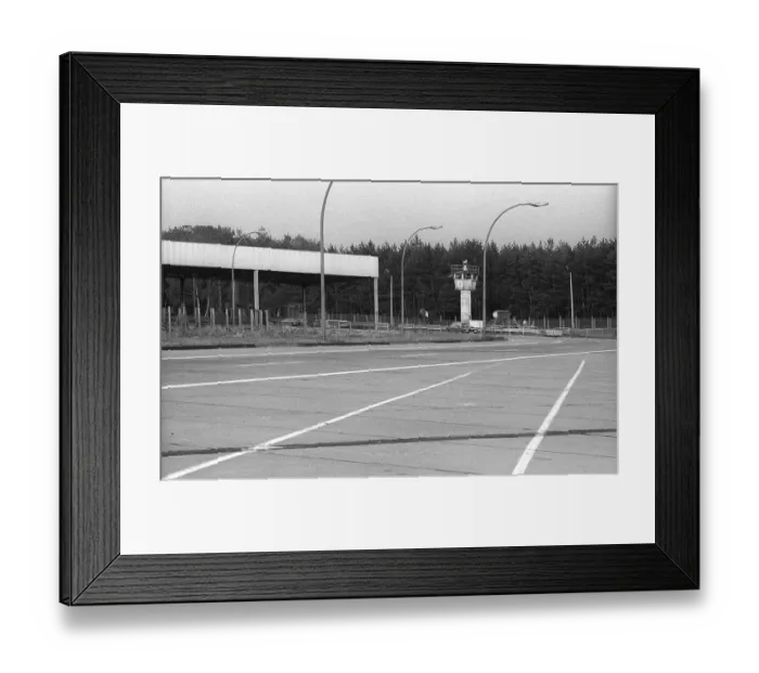 Framed Print : GDR, Berlin, 24. 08. 1990, check-in building of the former border crossing point Dreilinden