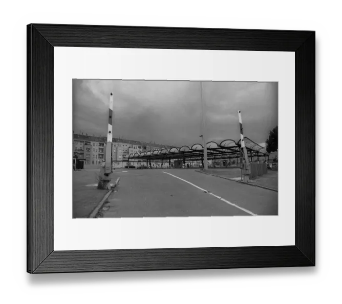 Framed Print : GDR, Berlin, 23. 08. 1990, check-in building of the former Bornholmer Strasse border crossing point