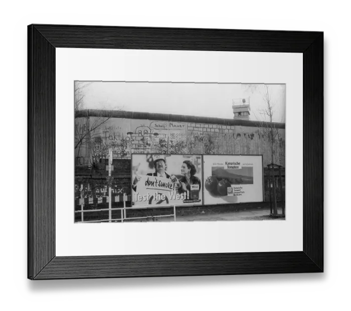 Framed Print : GDR, Berlin, 04. 02. 1990, advertising board at the Wall Liesenstrasse Framed Print : GDR, Berlin, 04. 02. 1990, advertising board at the Wall Liesenstrasse