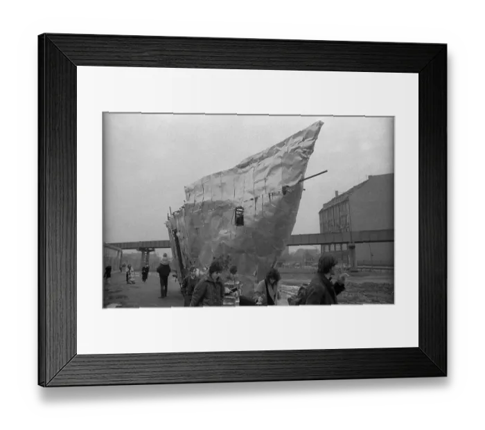 Framed Print : GDR, Berlin, 22, 02. 1990, ship (Noah's Ark ?) at Potsdamer Platz