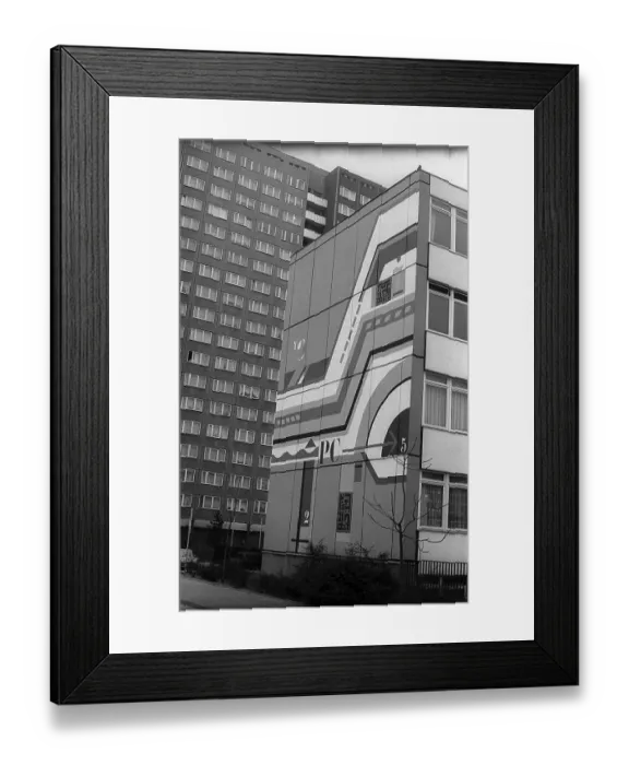 Framed Print : GDR, Berlin, 07. 02. 1990, gable of a school in Karlshorst