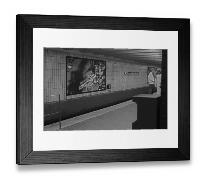 Framed Print : GDR, Berlin, 09. 07. 1989, Rosa-Luxemburg-Platz underground station