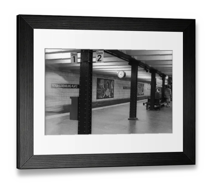 Framed Print : GDR, Berlin, 09. 07. 1989, Rosa-Luxemburg-Platz underground station