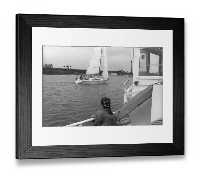 Framed Print : GDR, Berlin, 14. 04. 1990, excursion boat on the Mueggelsee Framed Print : GDR, Berlin, 14. 04. 1990, excursion boat on the Mueggelsee