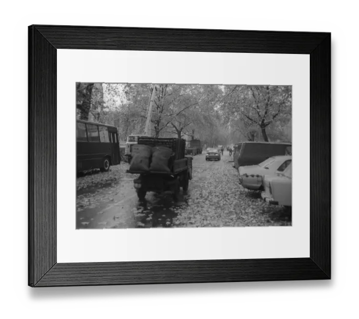 Framed Print : Germany, Berlin, 30. 10. 1990, coal vehicle in autumn