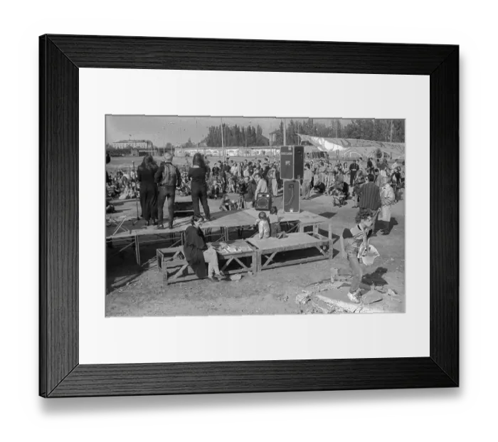 Framed Print : Germany, Berlin, 03. 10. 1990, foundation of the Autonomous Republic of Utopia