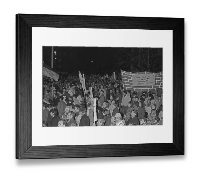 Framed Print : GDR, Berlin, 15. 01. 1990, occupation of the Stasi headquarters in Normannenstrasse